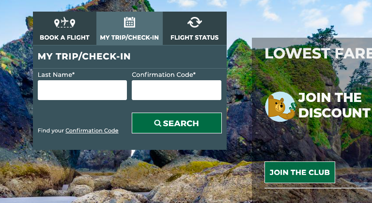 Frontier airlines website my trip page